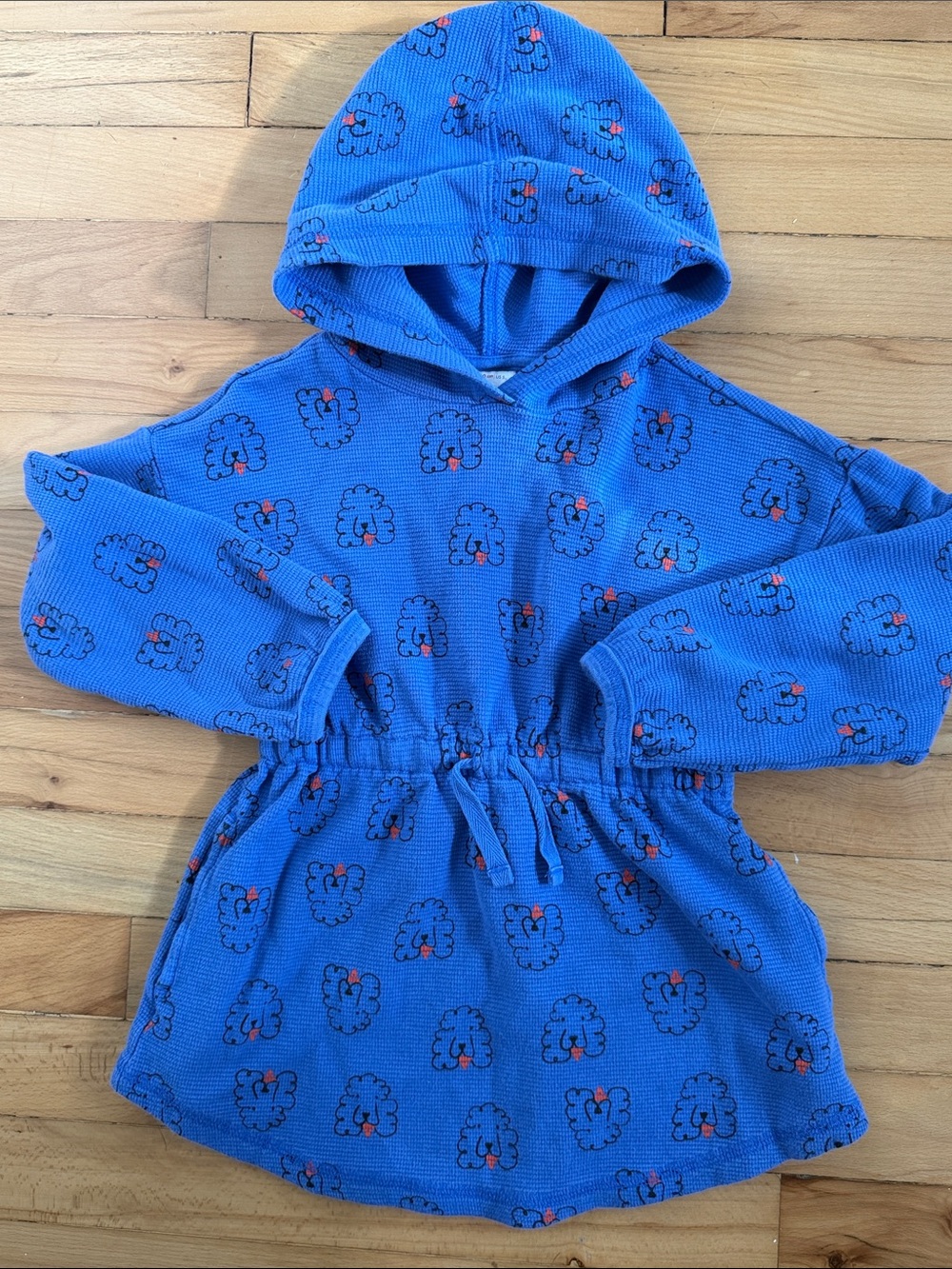 Hanna Andersson Royal Blue Hooded Sweatshirt Dress with Cloud Print